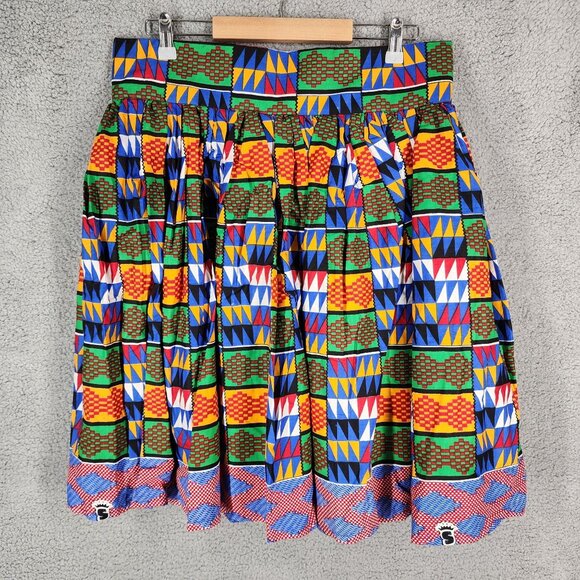 Li Lis Creations Women's‎ Size 12/14 Colorful African Print Handmade Midi Skirt - Picture 1 of 7